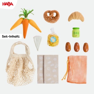 Cos de cumparaturi HABA Creative Play 2012304001 cu alimente din lemn si material textil - Img 2