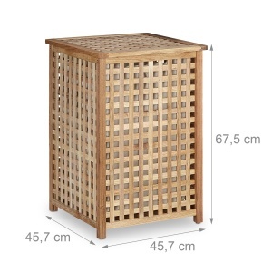 Cos de rufe Relaxdays, 75 L, din lemn de nuc, cu capac - Img 3