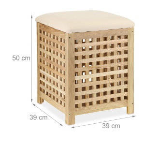 Cos de rufe Relaxdays cu sezlong, 45 l, nuc, crem - Img 4