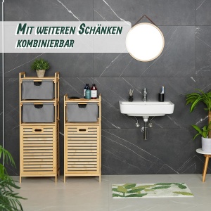 Cos de rufe Relaxdays cu suport, 30 litri, bambus, gri - Img 3