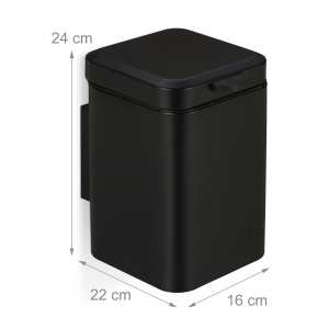 Cosmetice cu montare pe perete Relaxdays, 3L, inox, negru, softclose - Img 4
