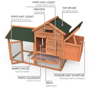 Cotet pentru pasari VOUNOT, dimensiuni 152x62x92 cm, pentru 2-3 gaini - Img 7