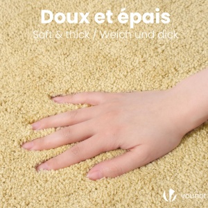Covoare de baie VOUNOT 50x80cm, microfibra, bej, antiderapant, uscare rapida - Img 3