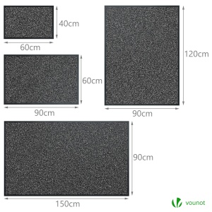 Covoare de intrare VOUNOT 90x150cm gri-negru, rutschfest si lavabil - Img 7