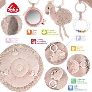 Covor de joaca Fehn Flamingo cu 7 jucarii detasabile, 85 cm, material moale - Img 5