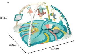 Covor de joaca Infantino 4-in-1 Deluxe, cu 4 jucarii detasabile, culori tropicale - Img 7