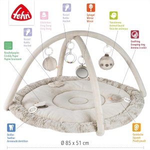 Covorase de activitate Fehn Faultier cu 5 jucarii detasabile, 85 cm - Img 4