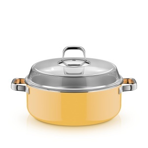 Cratita cu capac WMF Fusiontec Mineral Pro, 28 cm, rezistenta, Mango Yellow, Made in Germany