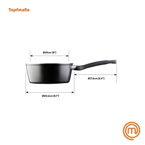 Cratita MasterChef cu capac de sticla, oale de gatit cu inductie de 20 cm, oala pentru paste, oala pentru supa, cratita din aluminiu negru, acoperita, inductie pentru oala, tigai potrivite pentru toate aragazurile, rezistente la zgarieturi - Img 8