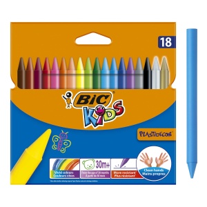 Creion cerat BIC Plastidecor 18 culori, rezistent si netoxic