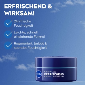 Crema de noapte NIVEA Erfrischend, 50 ml, cu Aloe Vera si Acid Hialuronic - Img 3