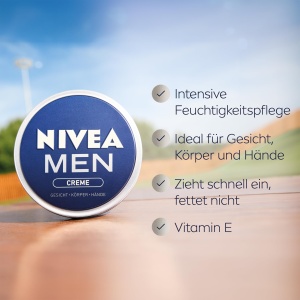 Crema hidratanta NIVEA MEN 30 ml, pentru fata, corp si maini, cu vitamina E - Img 2