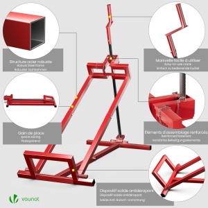 Cric pentru gazon VOUNOT, model telescopic, capacitate 400 kg, rosu - Img 5