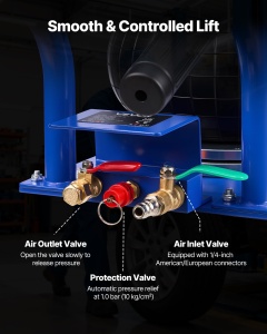 Cric pneumatic VEVOR HR-3B 3 t cu 6 tevi de otel, inaltime max. 45 cm - Img 6