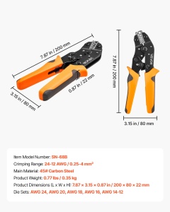 Crimpzange VEVOR cu functie de ratchet, 0,25-4 mm, ajustare presiune - Img 7