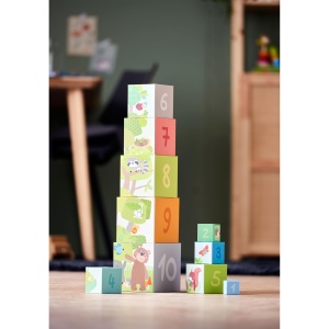 Cuburi de Stivuire HABA Waldfreunde - Set 10 Piese, Din Carton Stabil, Joc Educativ - Img 7