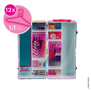 Cufar de haine Theo Klein Barbie cu accesorii, multicolor, pentru 2 papusi - Img 3