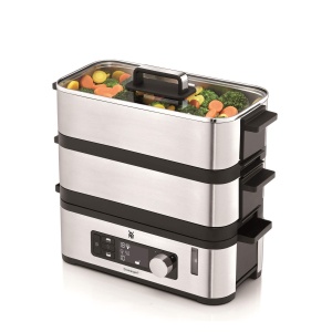 Cuptor cu abur WMF KUCHENminis, 2 camere de gatit reglabile individual cu 2,15 l fiecare, functie de mentinere la cald si potentiator de aroma - Img 1