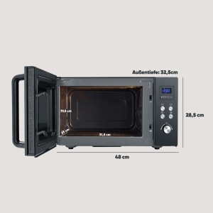 Cuptor cu microunde 2 in 1 SEVERIN cu baza de sticla si gratar, pentru dezghetare si incalzire, cuptor cu microunde cu suprafata utila mare pentru vase unghiulare, negru/otel inoxidabil, MW 7763 - Img 5