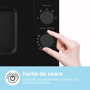 Cuptor cu microunde COMFEE negru 20 litri 700 W 5 niveluri de putere dezghetare rapida temporizator manual design compact - CM-M202CCBK - Img 4