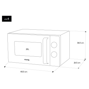 Cuptor cu microunde compact HKoenig VIO4 20L 700W Timer 30 minute - Img 6