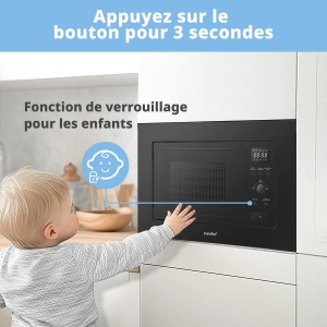 Cuptor cu microunde digital incorporat COMFEE, 20 litri, 800 W, gratar, 5 niveluri de putere, 8 meniuri automate, functie de dezghetare rapida, negru - CBMAG820BJL-BK - Img 6