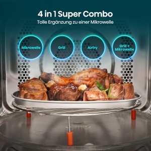 Cuptor cu microunde Hisense H23MOBS5HC, 23L, 900W, Air Fry, Negru - Img 9