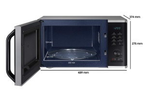 Cuptor cu microunde Samsung MS2AK3515AS/EG, 800 W, spatiu de gatit de 23 l, latime de 48,9 cm, interior emailat ceramic rezistent la zgarieturi, programe de dezghetare QuickDefrost, argintiu - Img 2