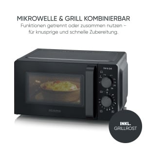 Cuptor cu microunde SEVERIN cu functie de gratar, pentru dezghetare si incalzire, cuptor cu microunde cu gratar si 9 niveluri de putere, negru, 700 W, volum de umplere 19 L, MW 9182 - Img 4