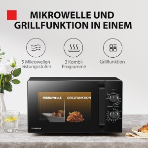 Cuptor cu microunde Toshiba MW2-MG20PF(BK)GE, 800 W, 20 L, Negru - Img 2