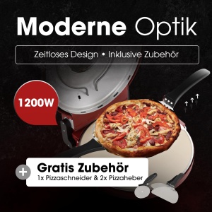 Cuptor electric pentru pizza Clatronic PM 3787, 1200 W, 350C, Piatra 32 cm, Timer 15 min - Img 3