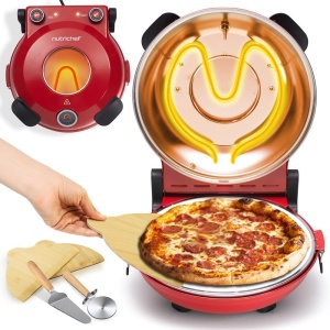 Cuptor electric pentru pizza NutriChef, 30.5 cm, 1200W, rosu