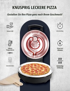 Cuptor pentru pizza Bestron APZ500BL, 320C, negru mat - Img 5