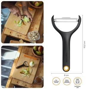 Curatator legume Fiskars Functional Form 1079908, lama inox, maner ergonomic, negru-portocaliu - Img 2