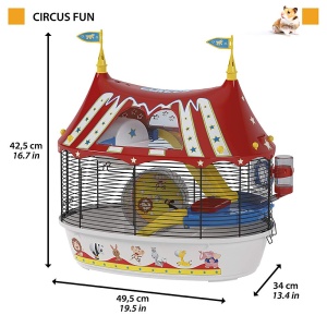 Cusca pentru hamsteri Ferplast cusca pentru rozatoare Circus Fun cusca pentru animale mici accesorii hamster incluse 50 x 34 x h 43 cm - Img 2