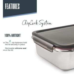 Cutie alimentara Lacor Ecoinox Pro 5L otel inoxidabil 1810 capac etans ClipLock - Img 5