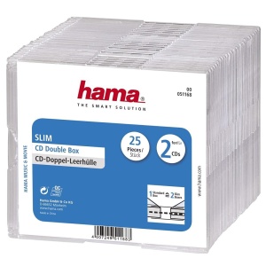 Cutie CD Hama Super-Slim, 25 Huse, Transparenta, Capacitate 50 CD-uri