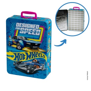 Cutie de colectie Hot Wheels Theo Klein 2881, metal, capacitate 50 masini, editie aniversara - Img 4