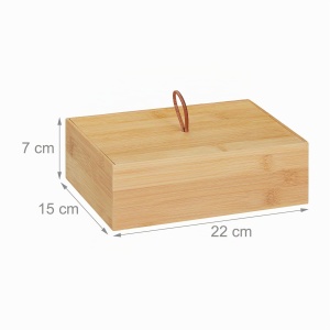 Cutie de depozitare din bambus cu capac, 22x15 cm, natur - Img 4