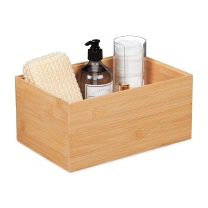 Cutie de depozitare din bambus Relaxdays, stabila, 14 x 30 x 20 cm, natur