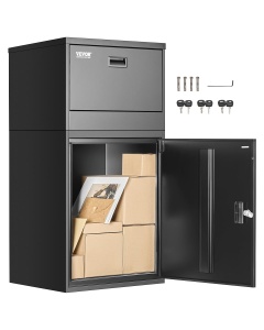 Cutie de depozitare pentru colete VEVOR PB-16S, 420x375x515mm, cu protectie impotriva furtului, negru