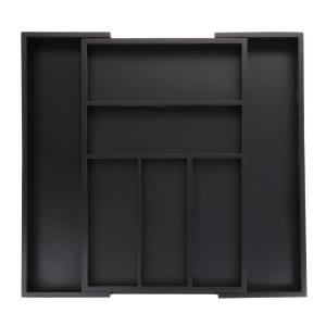 Cutie pentru tacamuri extensibila Relaxdays, bambus, 5-7 compartimente, negru