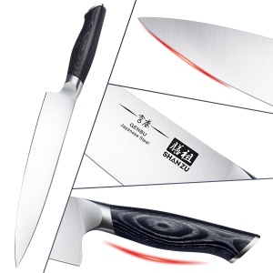 Cutit de bucatarie SHAN ZU Cutit de bucatarie 20CM Cutit profesional extra ascutit din otel inoxidabil carbon de inalta calitate Cutit de bucatar cu maner ergonomic din lemn K133 - Img 4