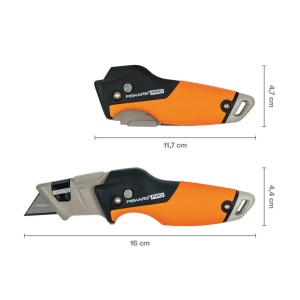 Cutit pliabil universal Fiskars, lungime 17 cm, otel inoxidabil/plastic, negru/portocaliu, CarbonMax, 1027224 - Img 3