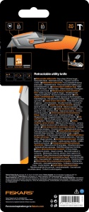 Cutit universal Fiskars CarbonMax cu lama retractabila, 17,7 cm, negruorange - Img 8