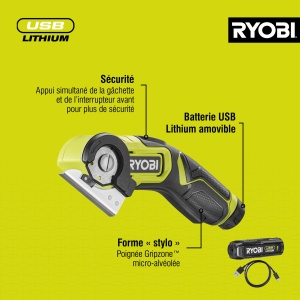 Cutter cu acumulator RYOBI 4 V USB-Lithium RCT4-120G, capacitate de taiere de 6,4 mm, incl. 1 baterie de 4 V 2,0 Ah si cablu de incarcare USB-C - Img 8