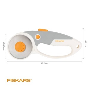 Cutter rotativ Fiskars Titan, 60 mm, pentru stofe groase, portocaliealbgray - Img 2