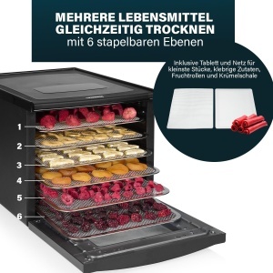 Dehidrator de alimente Princess 550W, 6 tavi din inox, touchscreen - Img 5