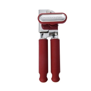 Deschizator de conserve si deschizator de sticle multifunctional KitchenAid Classic, usor de utilizat, roata de taiere din otel inoxidabil ascutita, manere ergonomice moi, rosu moale - Img 1