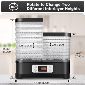 Deshidratator din otel inoxidabil 400W, uscator de deshidratare pentru fructe, carne si ierburi incl. 8x niveluri de deshidratator, deshidratator cu regulator de temperatura 35-70degC - Img 5